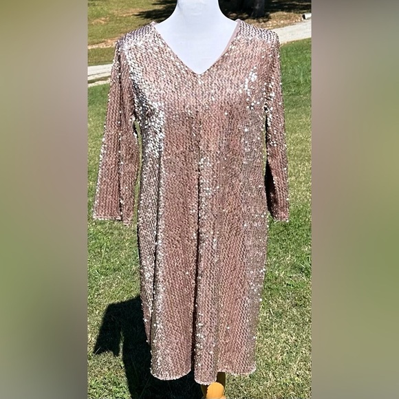 Alfani Dresses & Skirts - Grab this stunning Alfani Prima women's taupe sequin dress